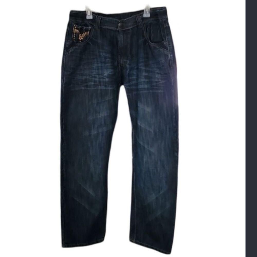 Jordan‎ Craig Blue Denim Jeans Baggy Straight Leg Men's 38x32